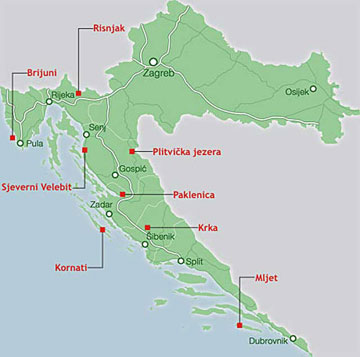 karta hrvatske krk National parks   Croatian Camping Union karta hrvatske krk