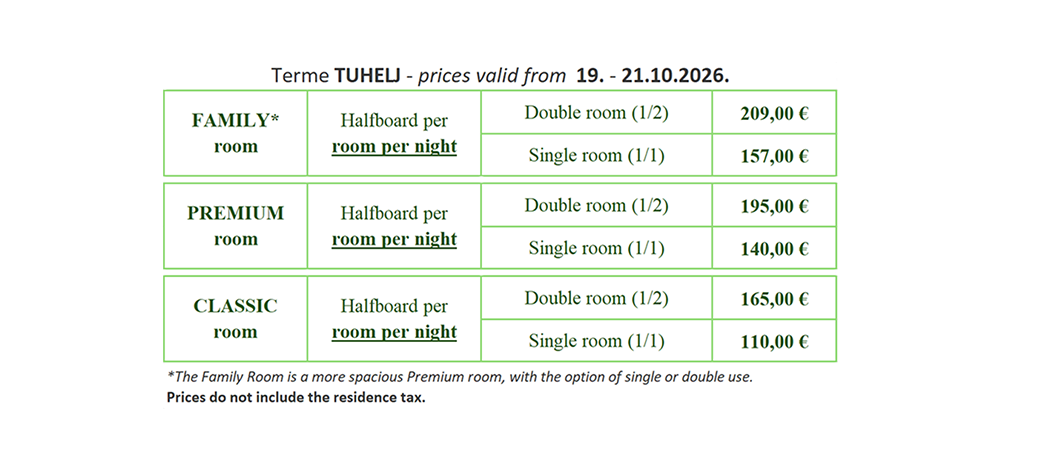 Accommodation rates hotel Well